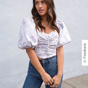 NWT Express Floral Puff Sleeve Ruched
Cropped Top